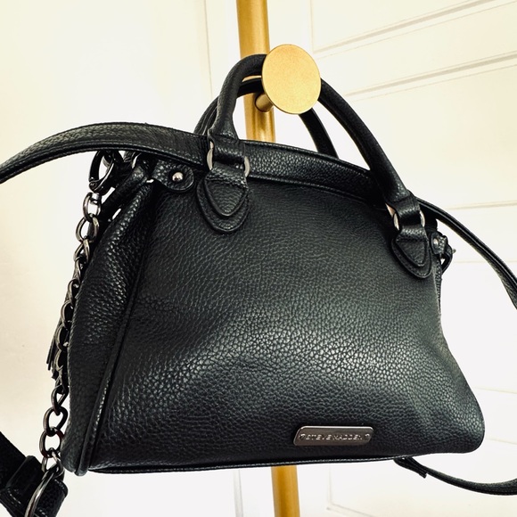 Y2K Vegan Leather Bag Detachable Crossbody Strap Black Minimalist Preppy Classic - Picture 7 of 11